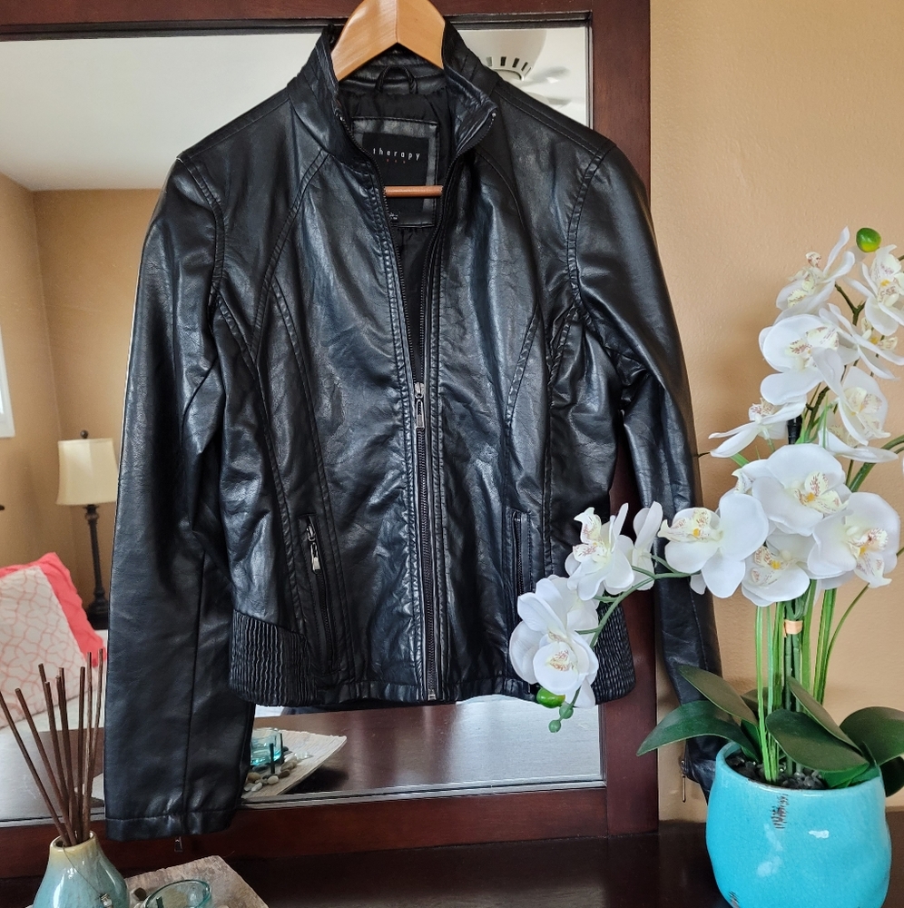 Black Faux Leather Moto Jacket